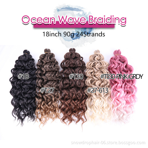 Factory Direct Sale Ocean Wave Crochet Hair 24 18 Inch Hawaii Curl Hair Synthetic Braiding Hair Extensions Hawaii